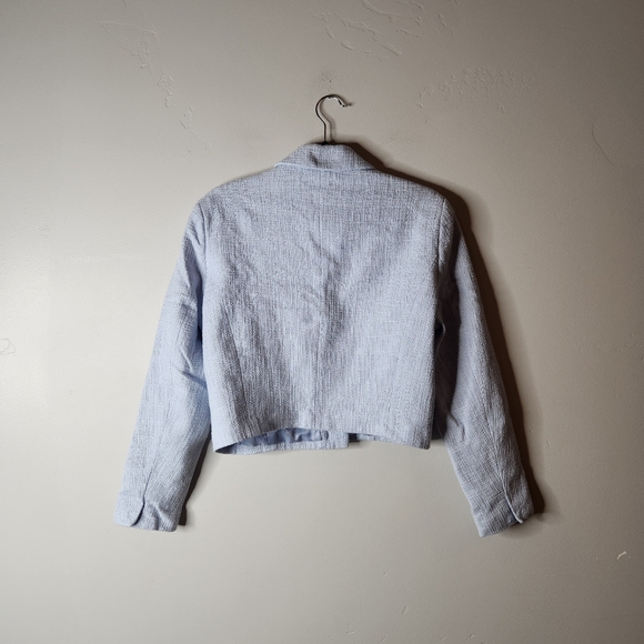 Abercrombie & Fitch Blue Tweed Cropped Blazer Size Large - Picture 3 of 7